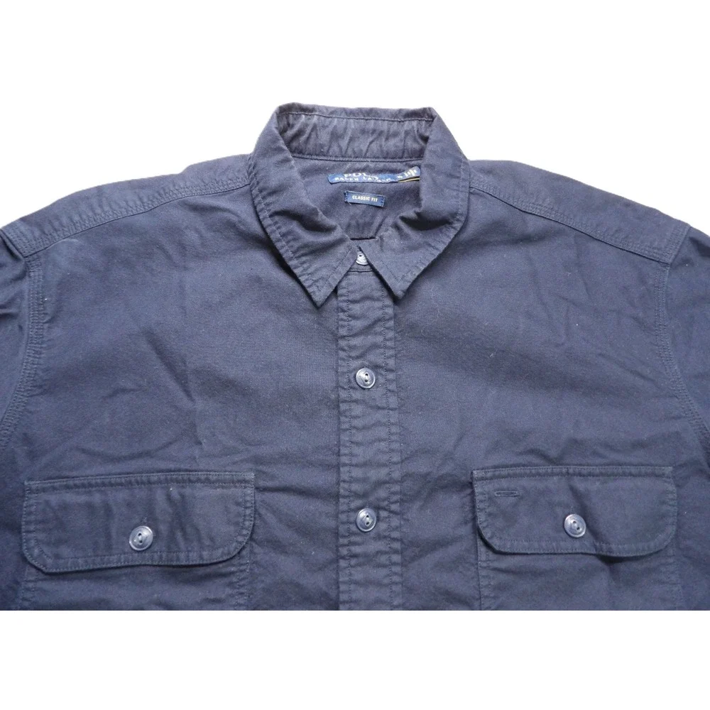 Polo Ralph Lauren Utility Field Shirt Men XL Navy Cotton Classic Fit Military